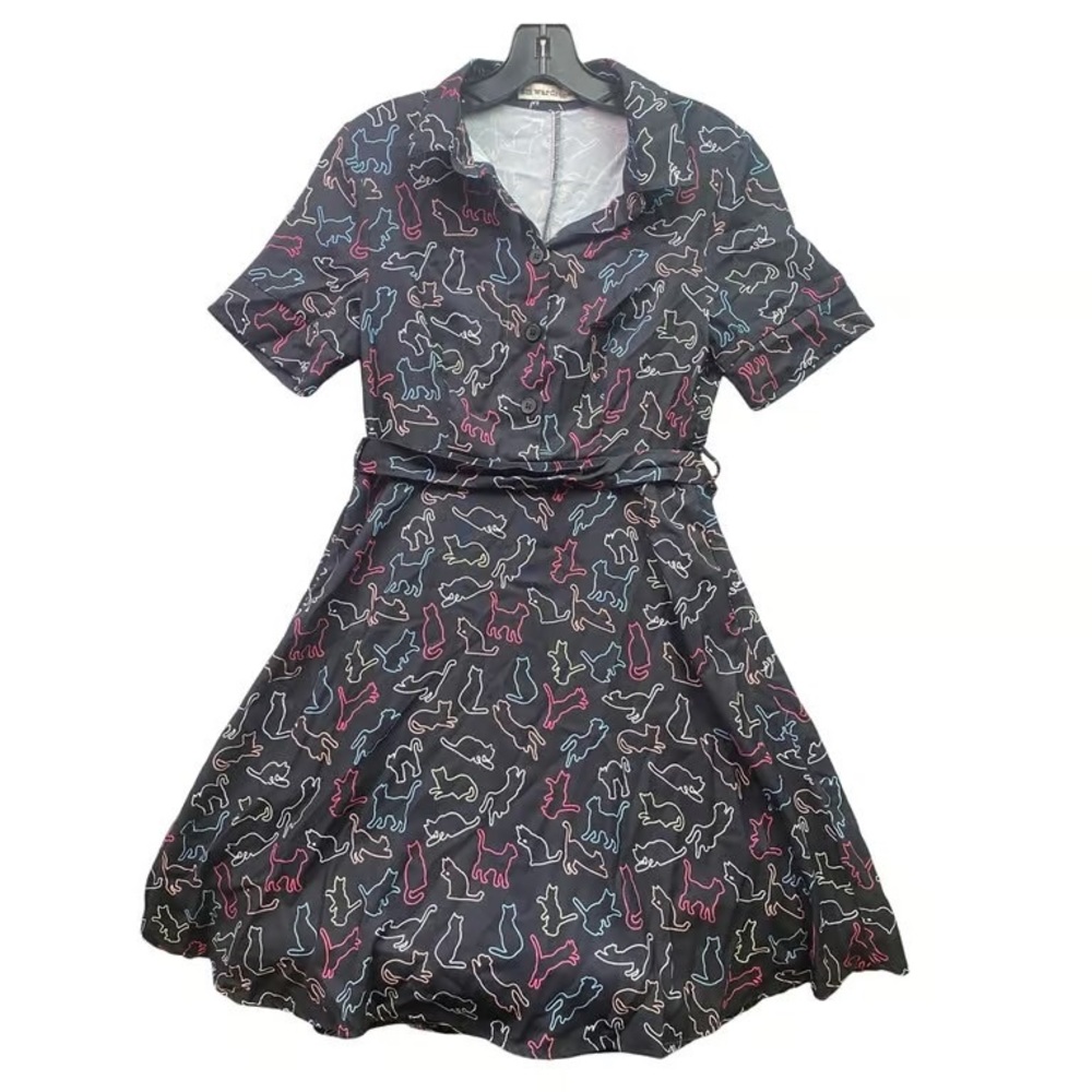 Stylish Black Dress with Multicolor Animal Print